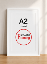 Premium Box Picture Frame for A2 Artwork with Matboard