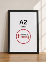 Premium Box Picture Frame for A2 Artwork with Matboard