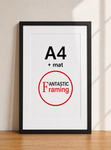 Premium Box Picture Frame for A4 Artwork with Matboard