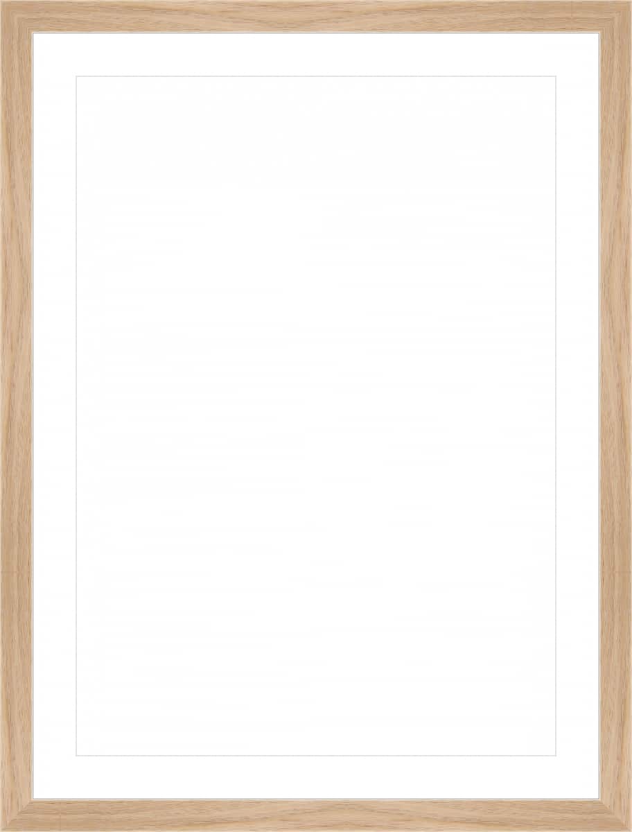 Blank wooden picture frame with white mat, ready for photo or artwork insertion.