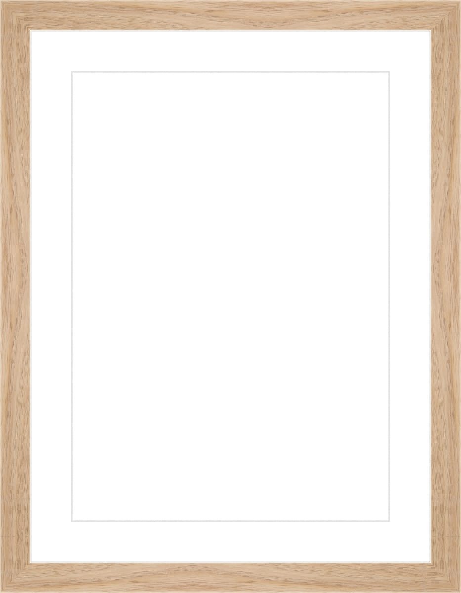 Blank wooden picture frame with white matting