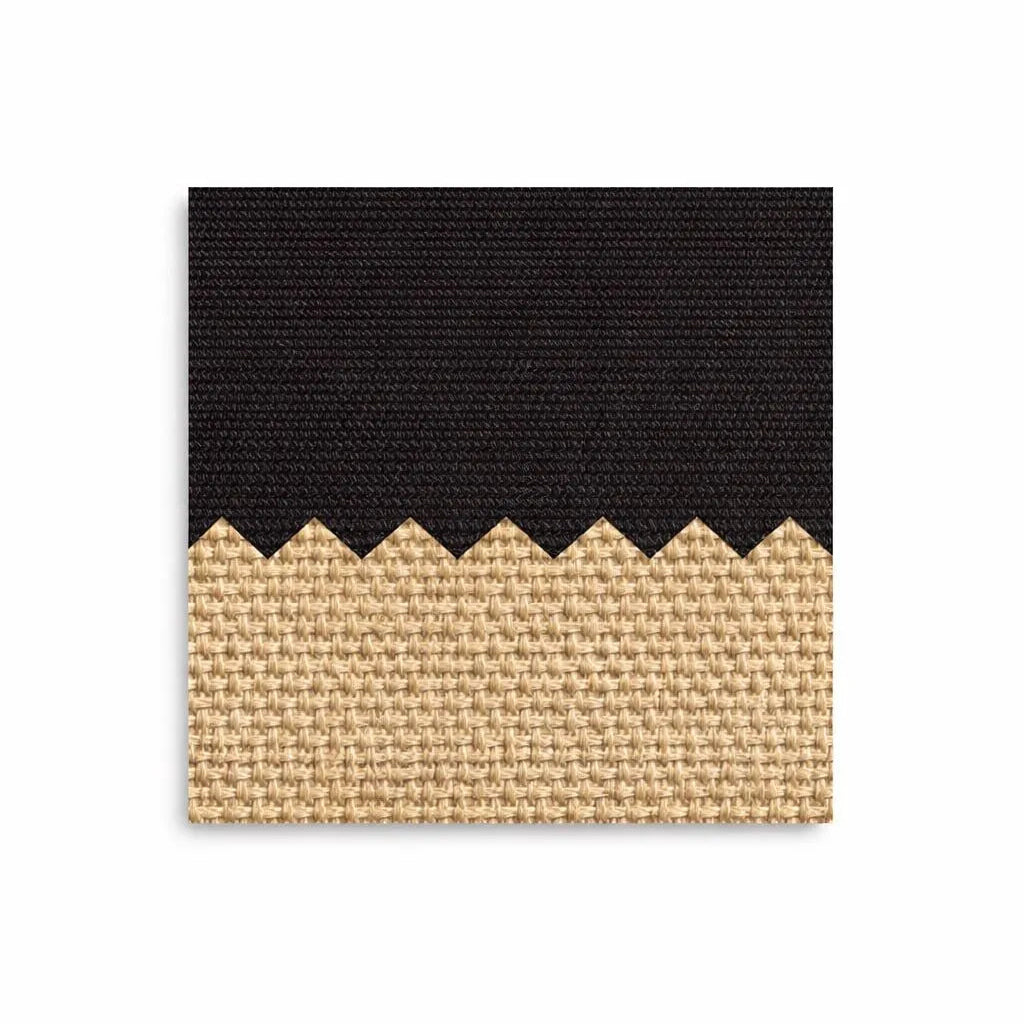 Rectangular mat with black top and beige bottom on a white background