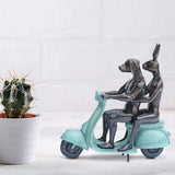 They Were the Authentic Vespa Riders in Rome (Bronze Sculpture, Miniature Collection) - Green
